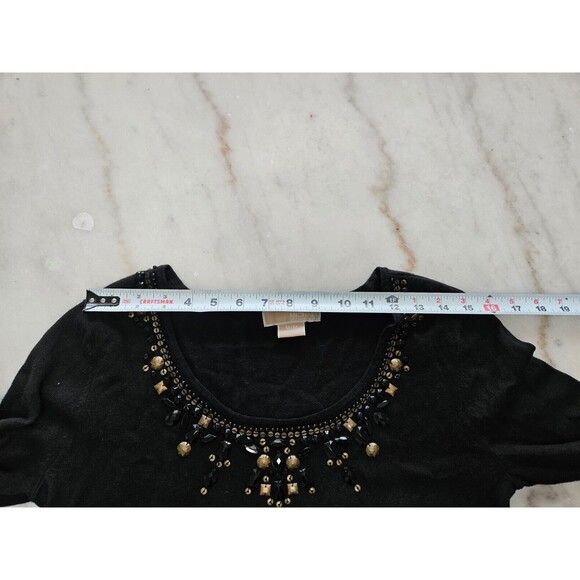 Michael Kors Women's Black Angora Sweater with Jewel Neckline Size M - Picture 8 of 9